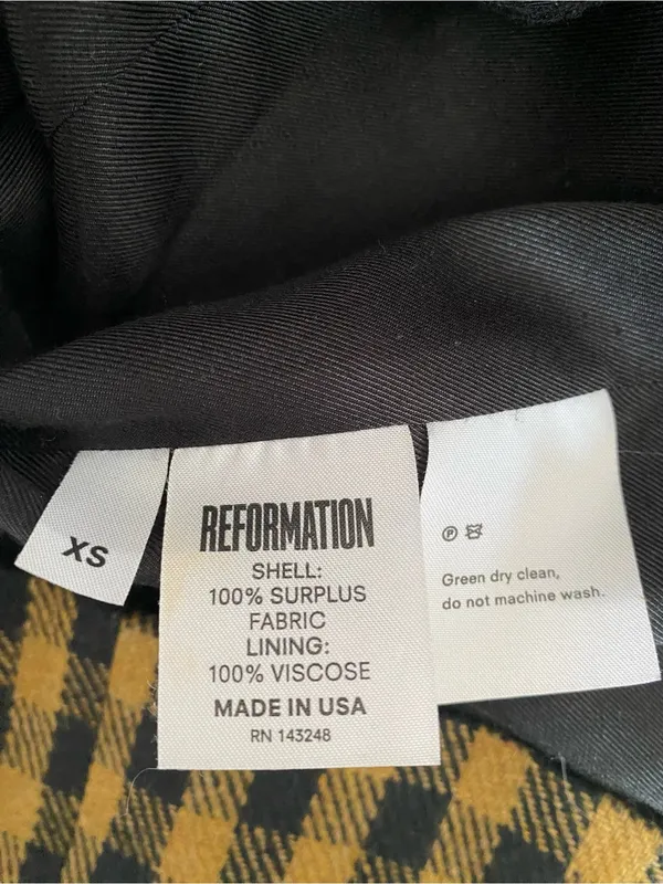 Reformation Lazer Checked Open-Front Blazer Jacket Black size XS - Image 11