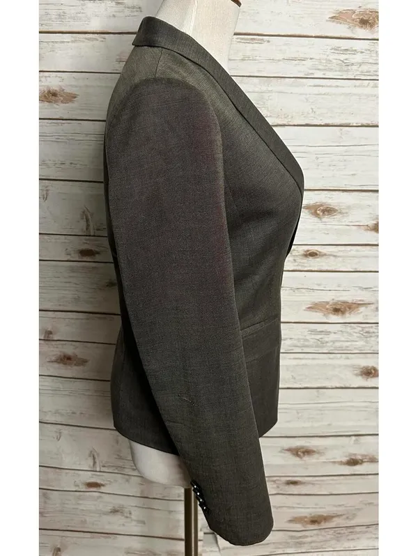 Ann Taylor taupe/brown wool-blend tailored tuxedo-inspired blazer Size 8P - Image 4