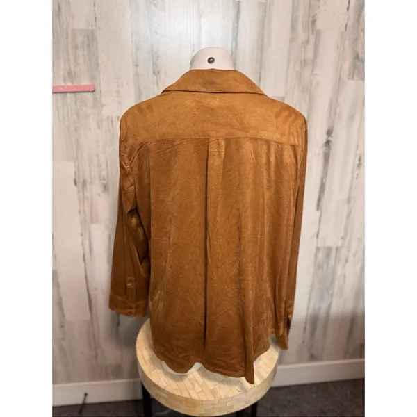 Grace The Perfect Fit Brown Faux Suede Button Up Shirt Womens Size XL Shacket - Image 6