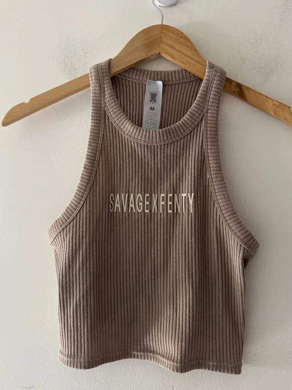 Savage x Fenty Essential Heavy Rib Cropped Logo Knit‎ Tank - Image 2