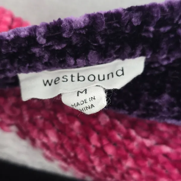 Electric Cozy Whimsy Westbound Multi Color Block‎ Stripe Pullover Sweater Medium - Image 11