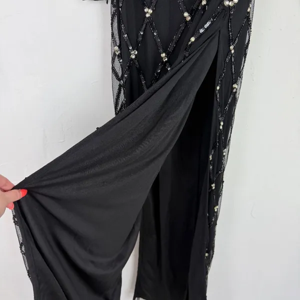 NWT Mac Duggal #9109 Sequin Embellished Long Sleeve Gown Dress Black Size 0 NEW - Image 8