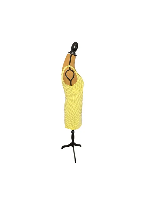 Urban Outfitters Mary Gingham Mini Dress S Yellow Textured Cottagecore Sundress - Image 3