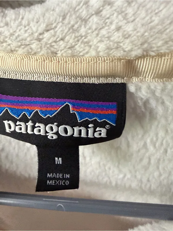 Patagonia Re-Tool Fleece Pullover Womens M Cream Beige Snap Neck Jacket - Image 3