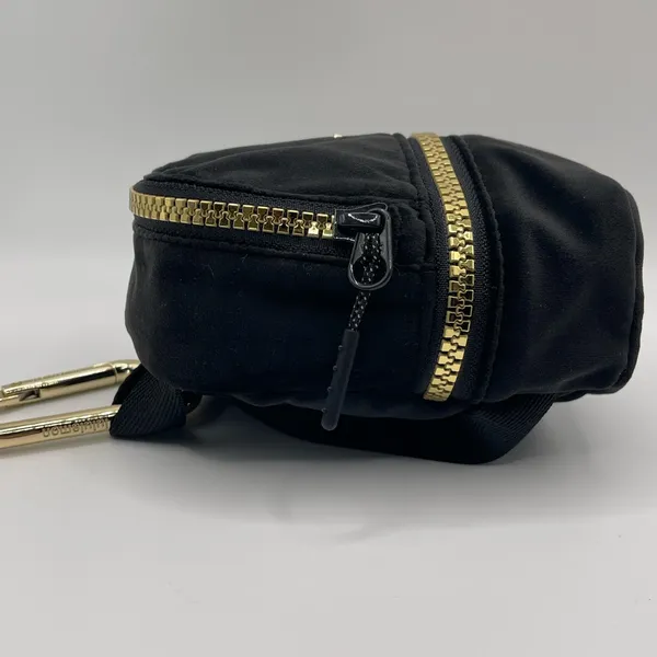 Lululemon Black Velour Nano Backpack Bag Charm with Golden accents - Image 5