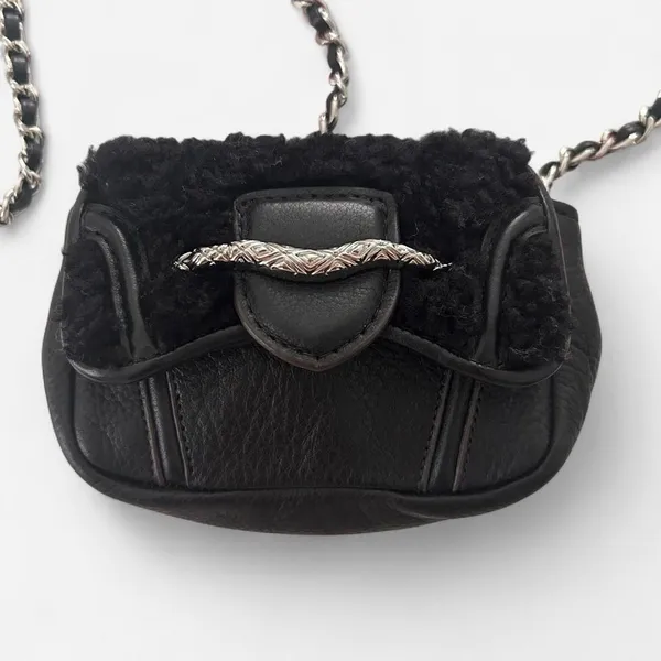 aimee kestenberg fierce and fab shearling chain leather flab mini micro purse - Image 2