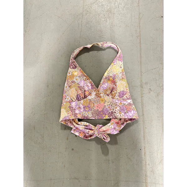 Altar'd State Floral Halter Crop Top Purple Pink Yellow Boho Retro Small - Image 2
