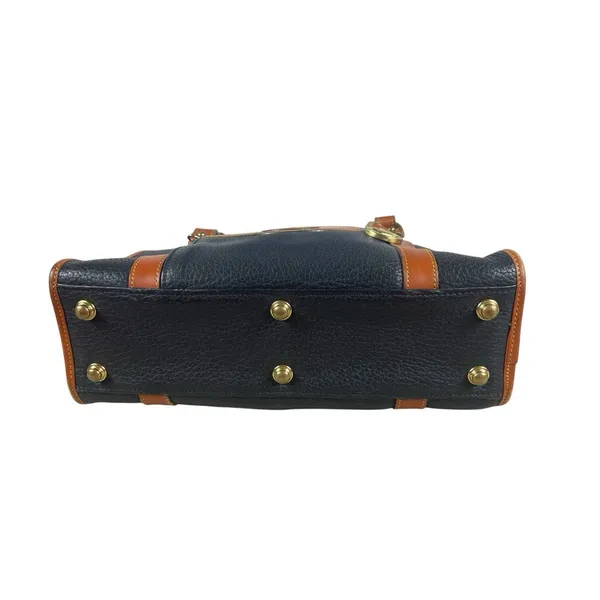 Dooney & Bourke AWL Navy Brown Pebbled Leather Top Handle Satchel Purse Bag 90s - Image 5