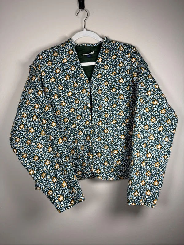 Quilted Floral Jacket Cropped Sz XXL Fall, Autumn, Cottagcore Boho, Cozy - Image 12