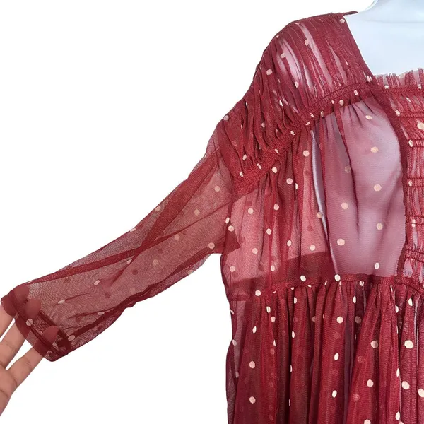 Free People Saya polka dot Sheer Mesh Tulle Baby doll Dress Size S - Image 10