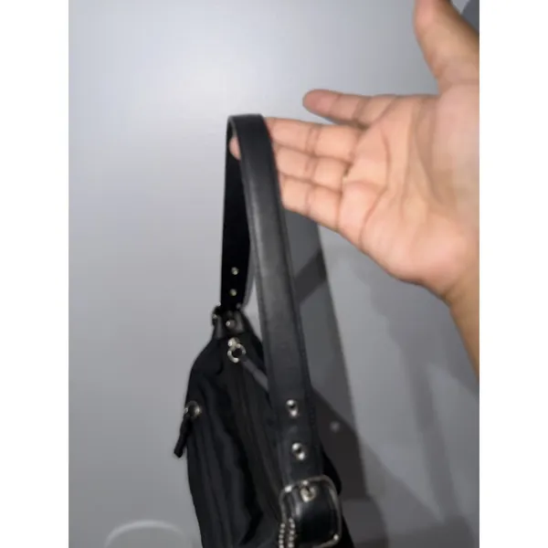 VTG Y2K Coach 7450 Nylon Twill Shoulder Bag Black Leather Trim M - Image 6