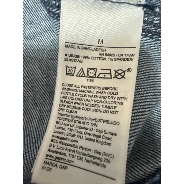GAP Womens Blue Collared Long Sleeve Button Down Shirt Trucker Coat Jacket Top M - Image 5