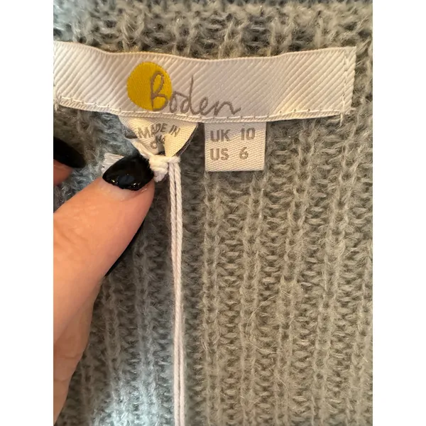 Boden Sweater Women 6 Green Sage Ruffled V Neck Button‎ Cardigan Boho Preppy NWT - Image 8