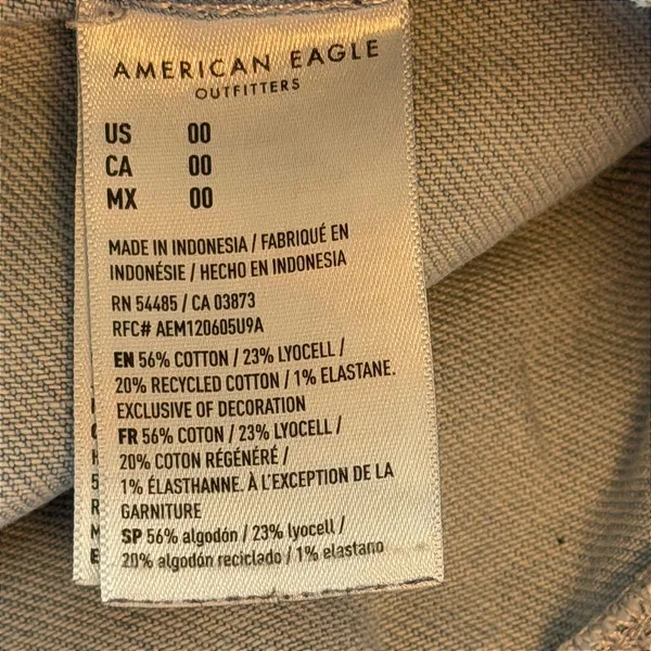 American Eagle Light Wash Braided Waist Denim Shorts Size 00 Stretch Lyocell - Image 3