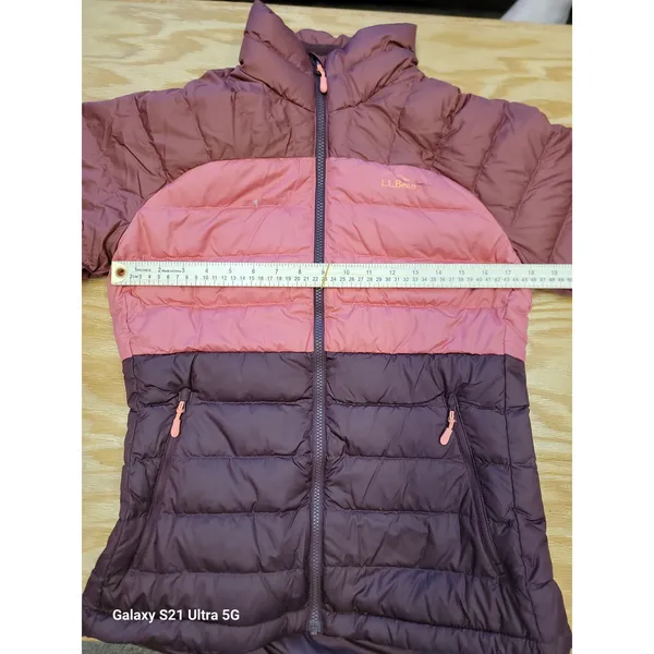 L.L. Bean Puffer Jacket Womens Small Orange Brown Long Sleeve Zip Up Outdoor C6 - Image 7
