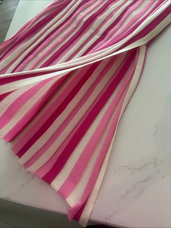Express Striped knit cream pink and magenta longer skirt with side slit size M‎ - Image 4