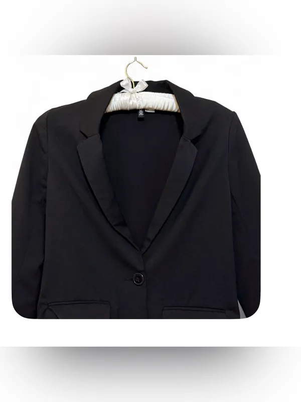 H&M Divided Women’s Long Sleeve Single Breasted One Button Black Blazer Size 4 - Image 9