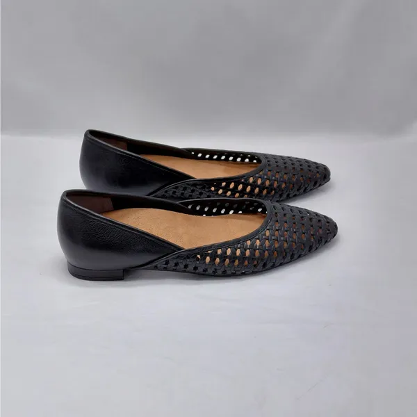 Vionic Womens Gracia Woven Leather Flats Size 6 Black Pointed Toe Comfort Shoes - Image 2