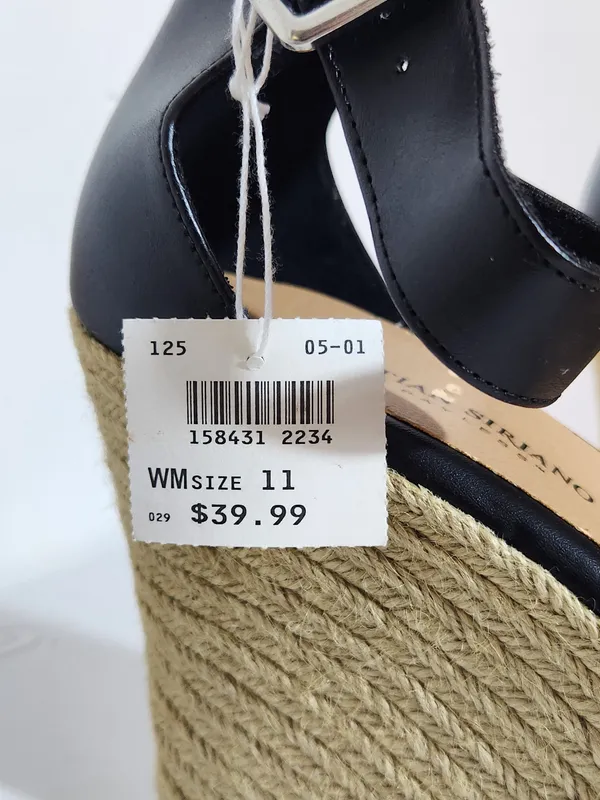 Christian Siriano Black White Boho Espadrille Wedge Sandals Size 11 NWOT Flaw - Image 9