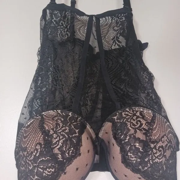 Fredericks Hollywood Arielle Lace Bustier XL Black Corset Boned Underwire NWT - Image 5