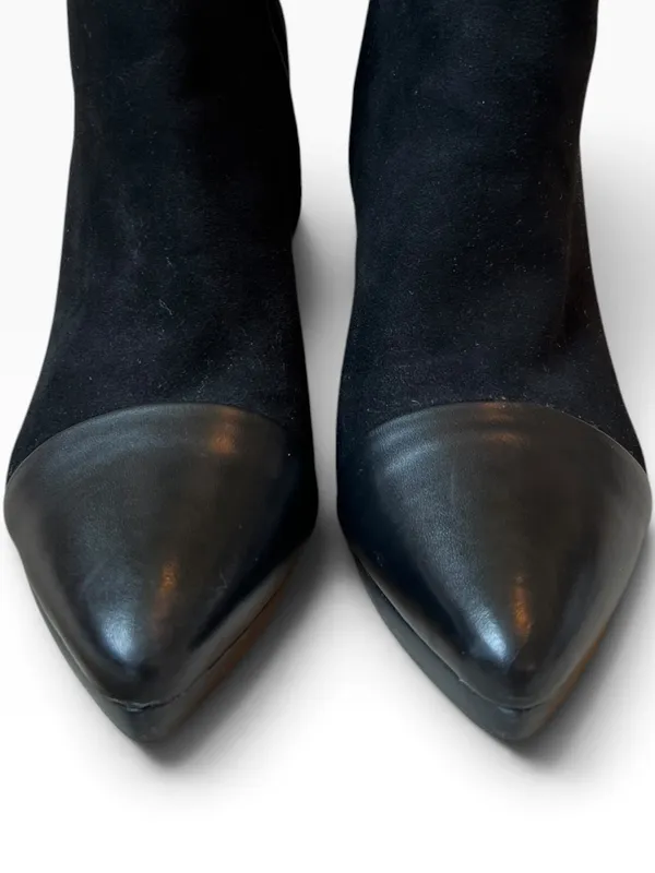 Tory Burch Rivington 100 Black Suede Cap-Toe Ankle Boots - Image 4