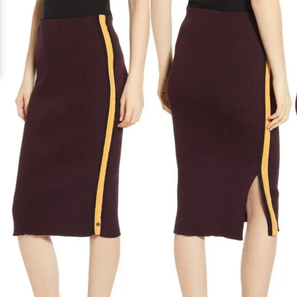 Scotch & Soda Dans La Nuit Fitted Ribbed Knit Skirt Side‎ Stripes Bodycon Size M - Image 2