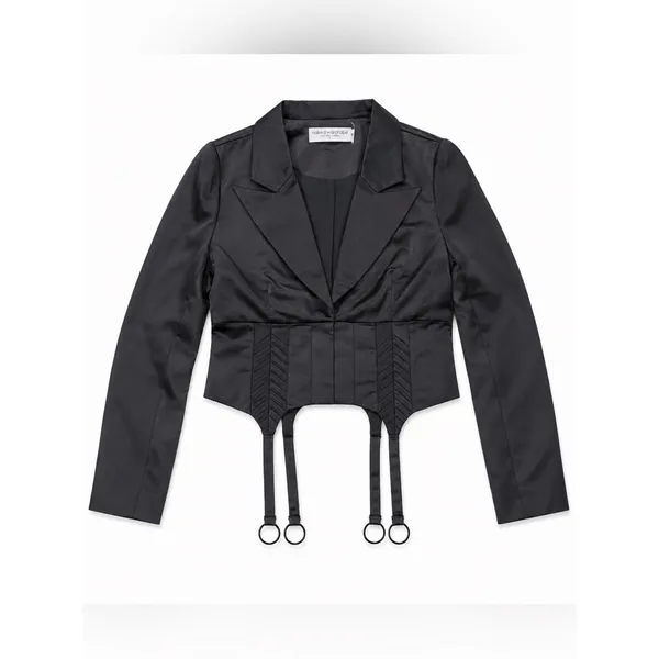Naked Wardrobe Black Corset Blazer Crop Top Size Small - Image 2