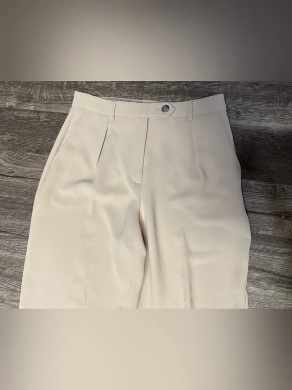 Express Super High Rise Trouser Pants Beige Ivory Size 6R - Image 5