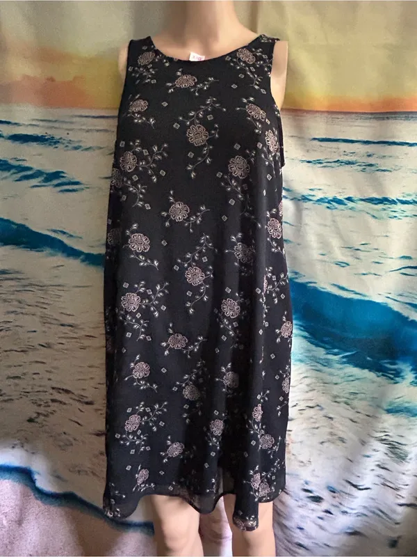 Abercrombie & Fitch Black Floral A-Line Dress SM - Image 3