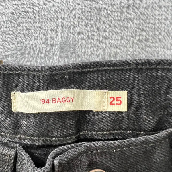 Levis 94‎ Baggy Jeans Womens 25x31 Mid Rise Straight Leg Black Wash Effortless - Image 4