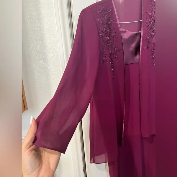 Patra two piece dress burgundy size 8 Vintage embroidery to jacket Maxi - Image 15