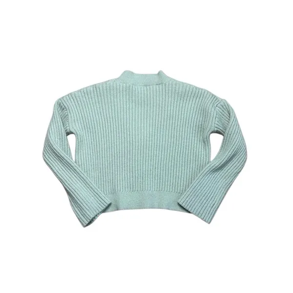 Kendall and Kylie Ribbed V neck Cardigan Button down Pistachio Green Small - Image 3