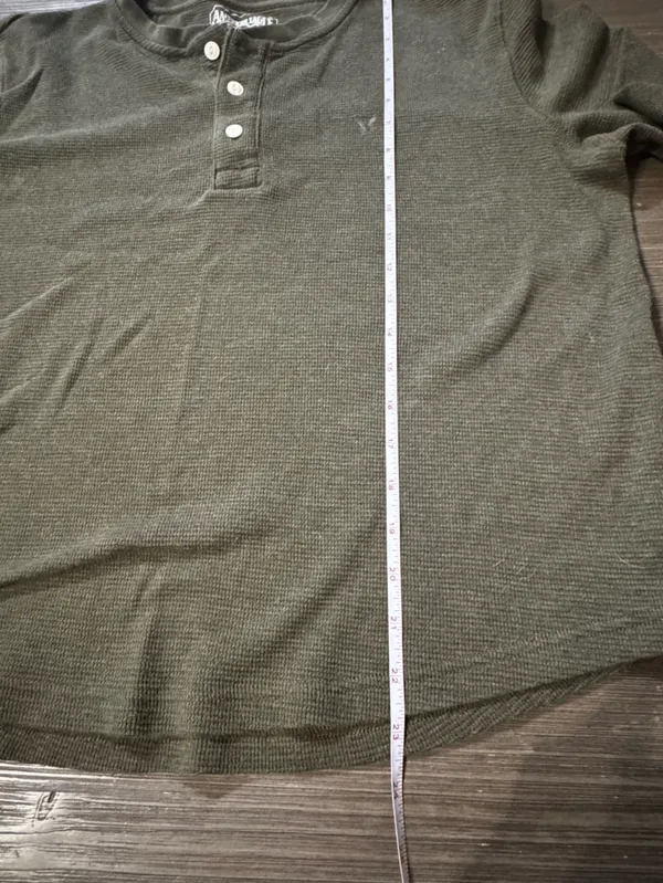 American Eagle Outfitters Olive Thermal Henley Pullover - Image 6
