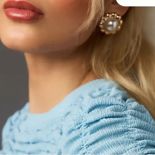 NWT Anthropologie Ruched Baby Doll Top Blue Size XL - Image 4