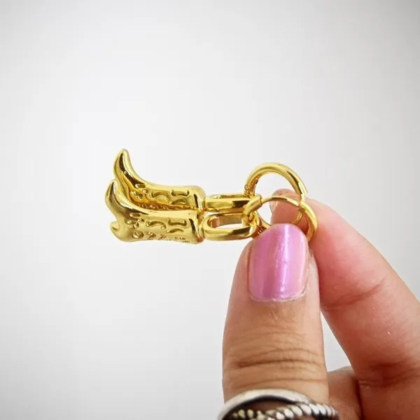 Stainless Steel Gold Cowboy Boot Earrings - Image 2