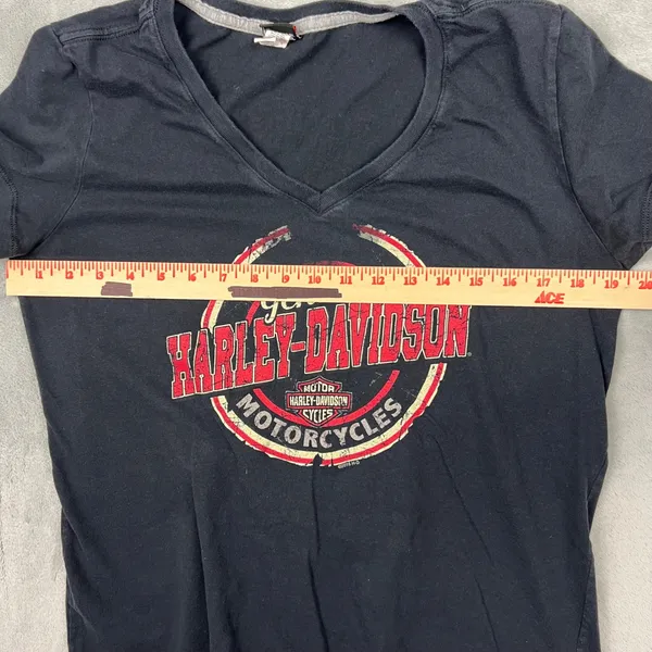 Harley Davidson Women Large V Neck Short Sleeve Graphic T‎ Cotton 2016 Authentic - Image 5