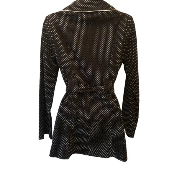 Maurices Black White Polka Dot Stretch Belted Trench Coat Double Breasted Sz. M - Image 5