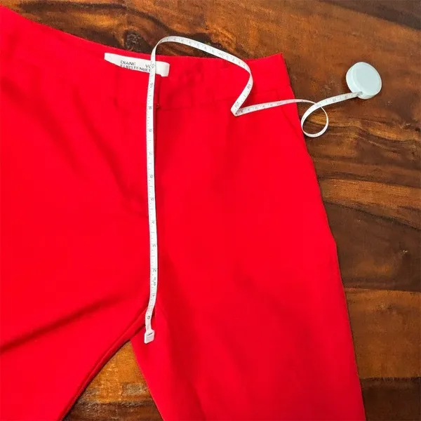 Diane Von Furstenberg Women's Red Dress Pants Size 0‎ Straight Leg - Image 3