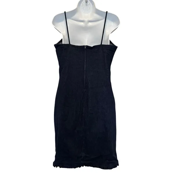 Fashion Bug Vintage Denim Lace Trim Slip Mini Dress M Babydoll Y2K 90s Coquette Ruffle‎ Fem - Image 7
