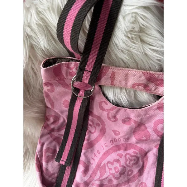 Life is Good Pink Paisley Tote Bag with Adjustable Straps - Image 5