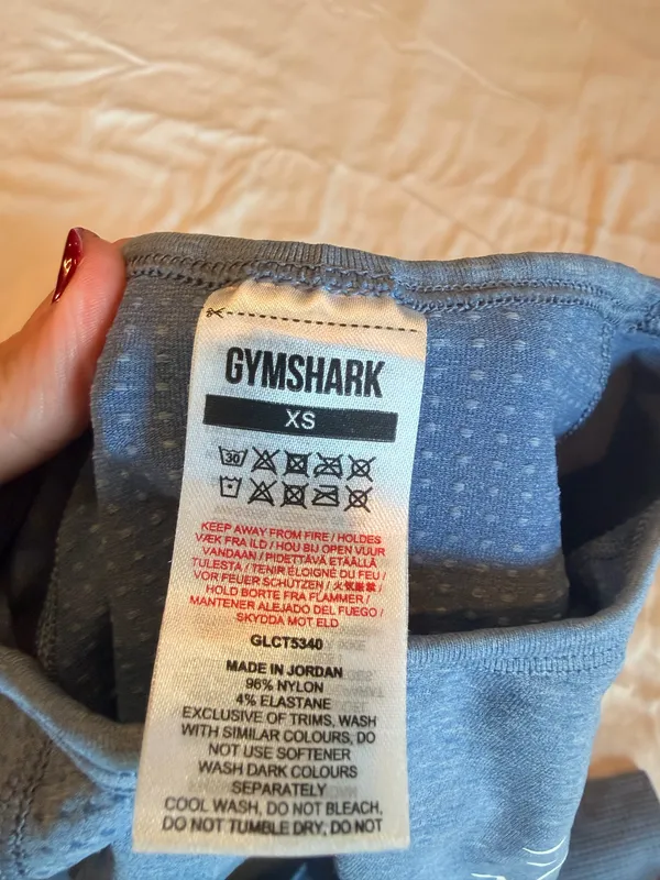 Gymshark Vital Seamless Long Sleeve Crop Top XS Blue Thumbholes Workout - Image 3
