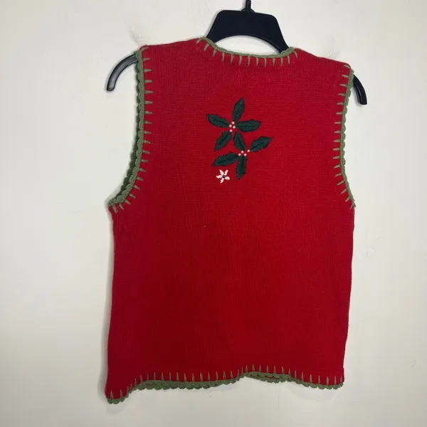 Designers original studio Christmas‎ vest women's size small winter holiday red - Image 6