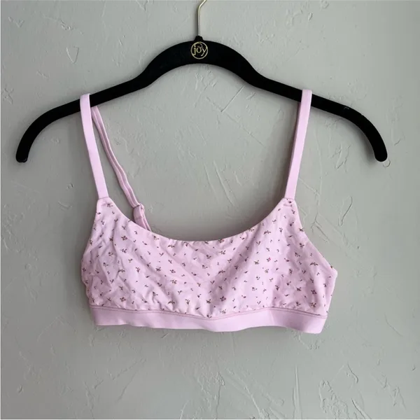NEW SKIMS‎ PINK FLORAL SCOOP NECK BRALETTE Size L - Image 10
