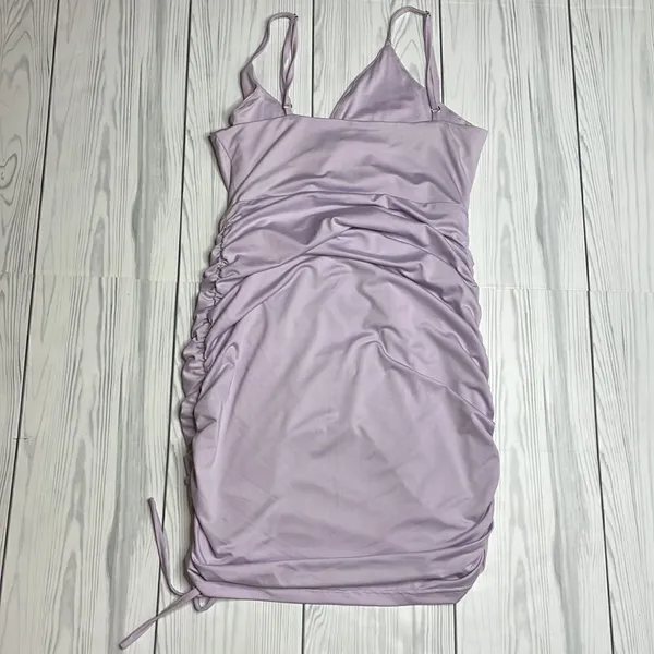 Revolve Lavender Vneck Bodycon Rouched mini dress Medium - Image 8