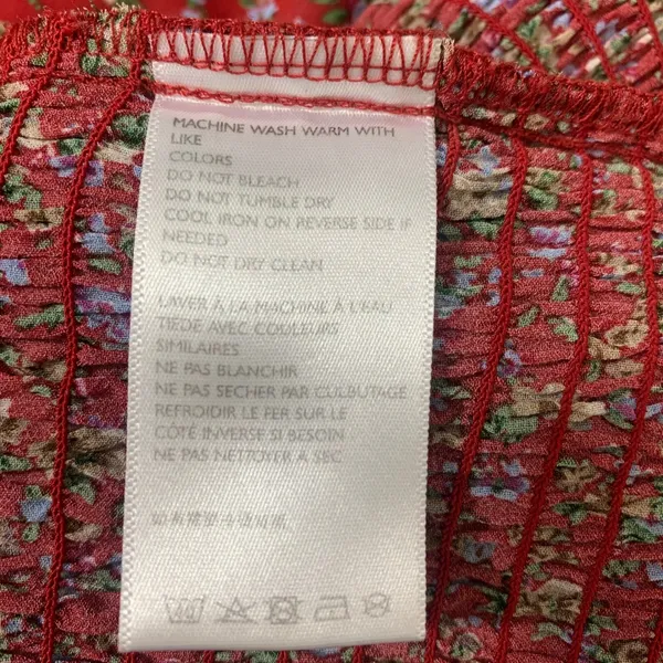 Urban Outfitters‎ Women's M Red Floral Smocked Mini Dress Short Sleeve Ruffle - Image 7