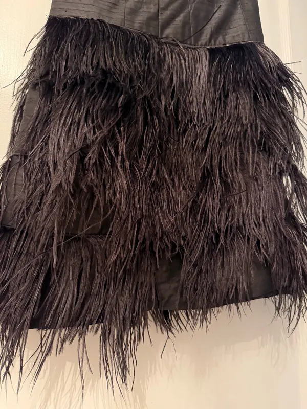 Handmade Feather Mini Dress Black - Image 4