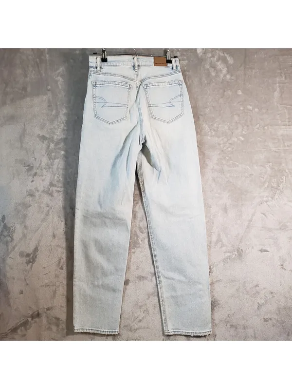 American Eagle Highest Rise Baggy Straight Light Wash Blue Denim Jeans 2 - Image 2