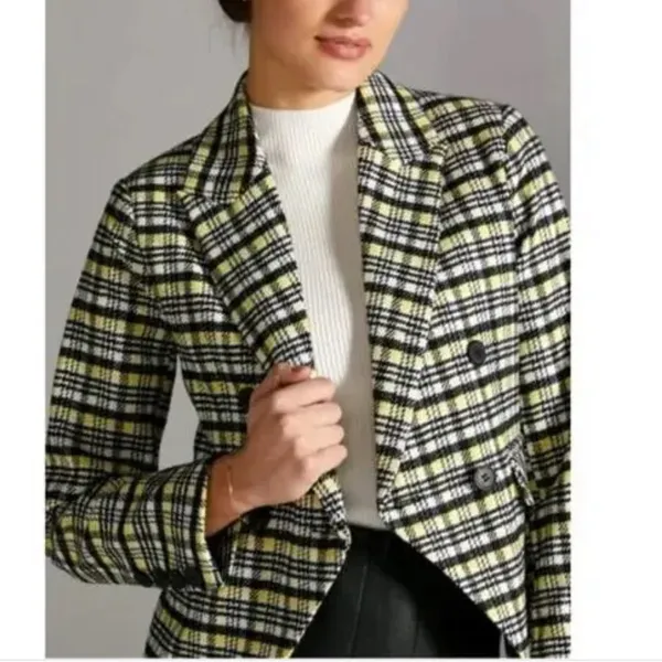 Anthropologie Avec Les Filles Wool Blend Blazer Jacket Plaid Fall Aesthetic - Image 9