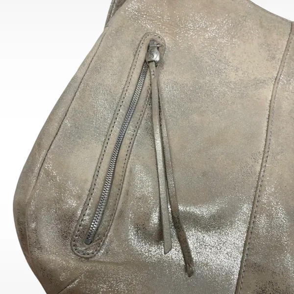 HOBO International Taupe Silver Metallic “Merrin” Leather Backpack Shoulder Bag - Image 2