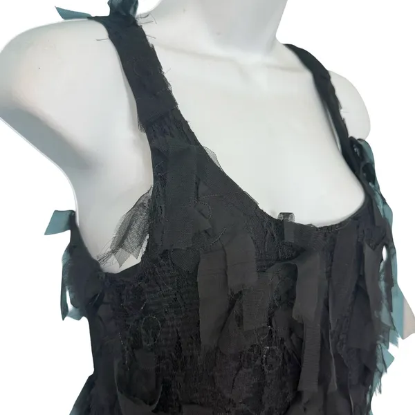 Karen Kane Black Shredded Eyelash Lace Stretch Mini Racerback Dress size XS - Image 5